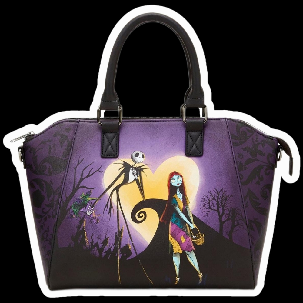 New!Loungefly The Nightmare Before Christmas Jack & Sally Heart Moon Satchel Bag